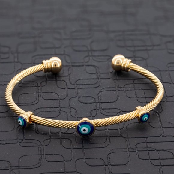4 braceletsEvil eye, Nazar Gold Metal, talisman, open cuff, turkish eye - Picture 3 of 16
